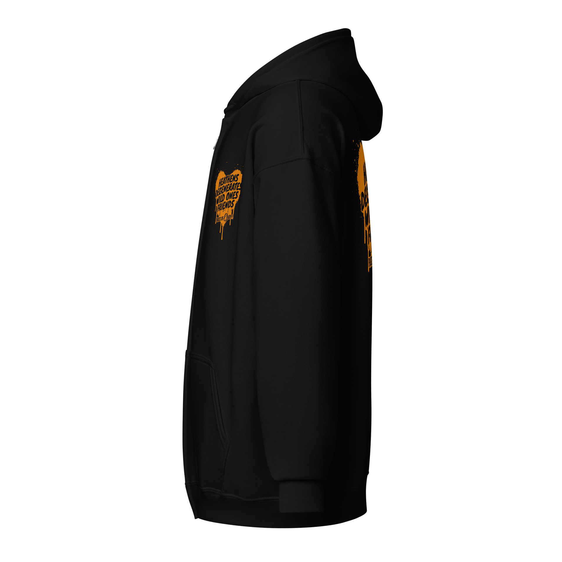 Heathens, Degenerates, Wild Ones, and Friends Zip Hoodie - Orange product image (3)