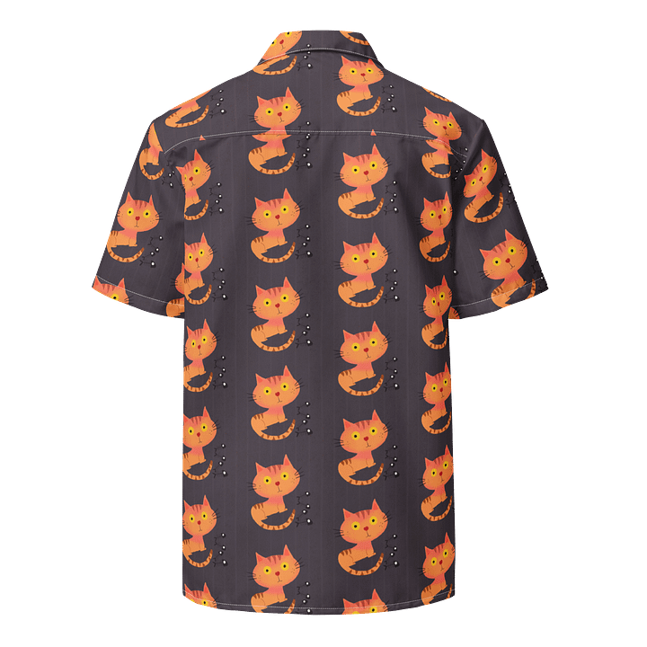 Feasting Ginger Kitty Button-Down Hawaiian Shirt - Charcoal product image (2)