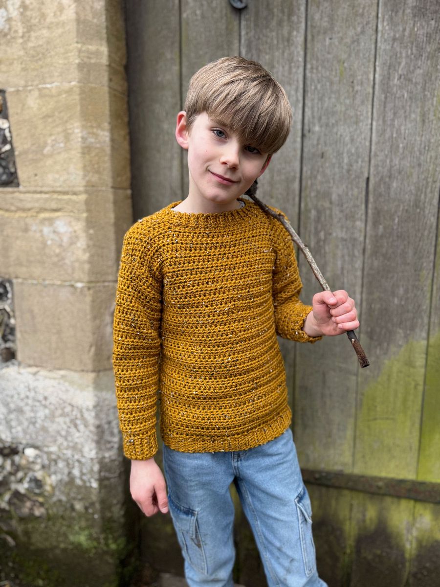 CROCHET PATTERN & VIDEO/ Easy Tweedy Beginner Crochet Sweater Pattern, Child Sizes baby to age 10, Pdf product image (10)