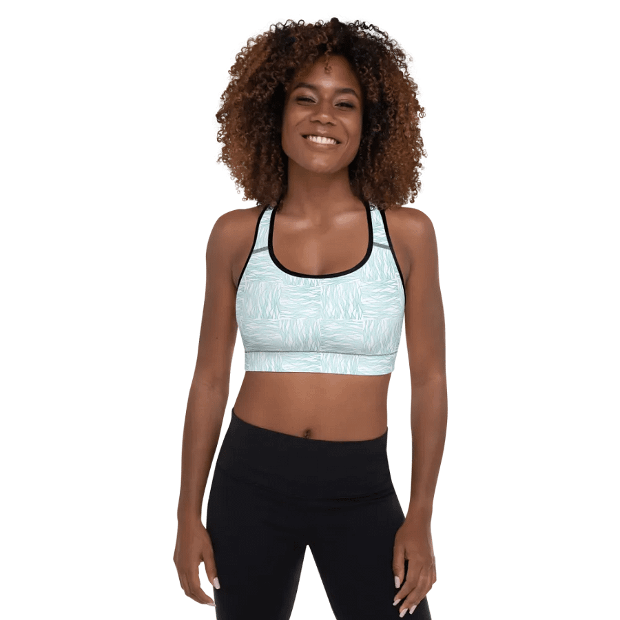 Light Turquois All-Over Print Padded Sports Bra product image (1)