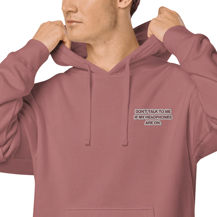 L.C. HEADPHONES ON (maroon bubble design) embroidered pigment hoodie product image (1)