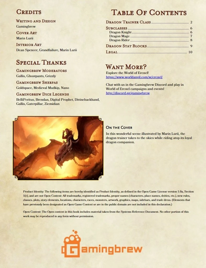 Dragon Trainer 5E Class (PDF) product image (2)