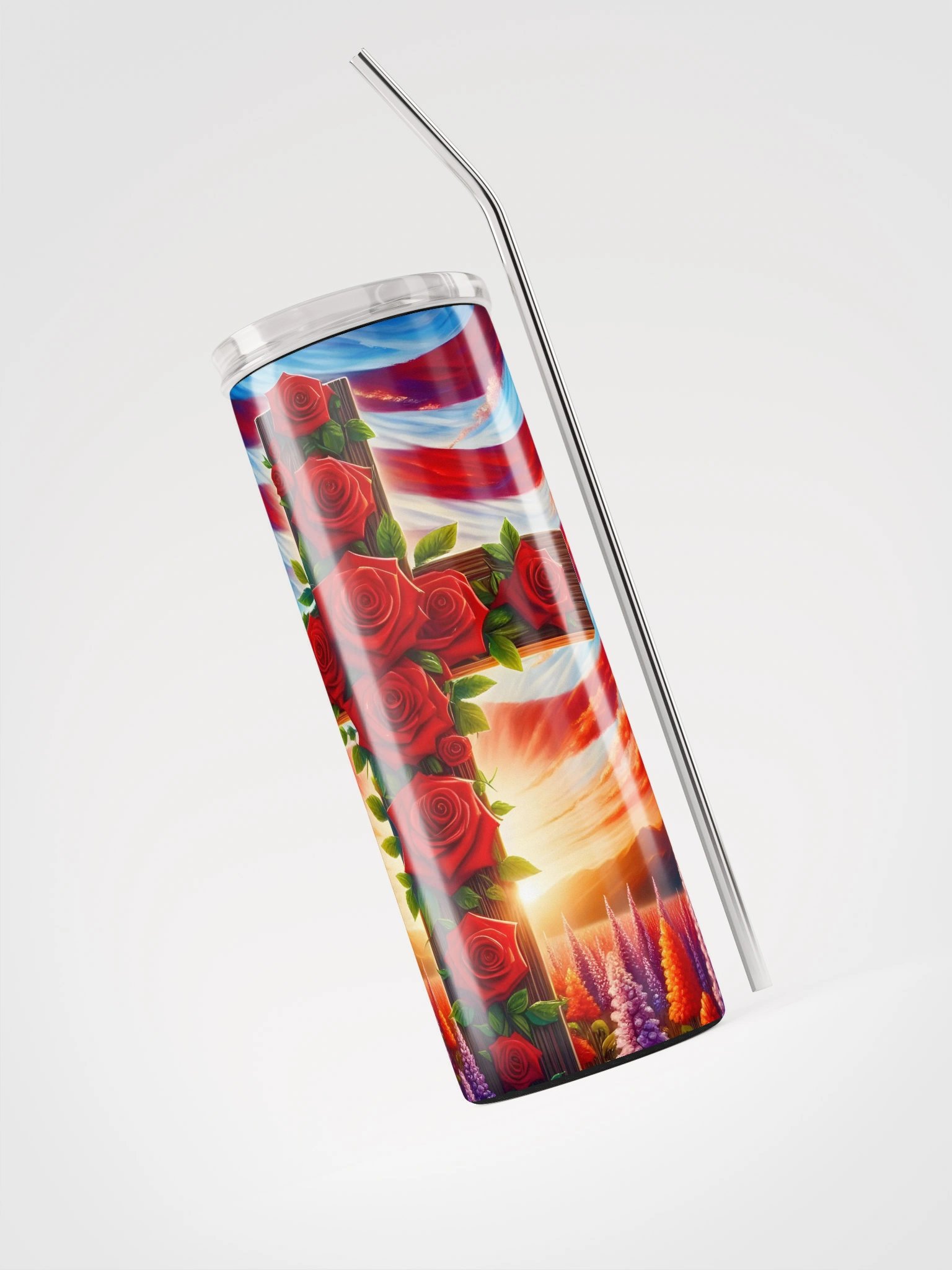Lift Me Up Lord Faith Cross American Flag 20 Oz Tumbler product image (3)