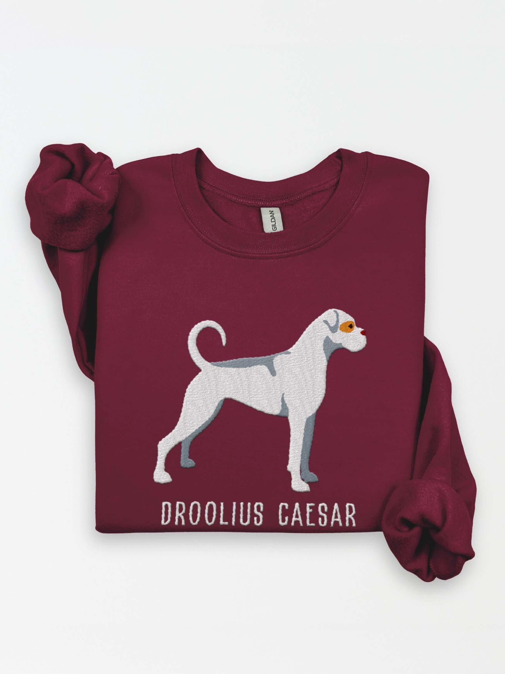 Droolius Caesar Sweatshirt (Embroidered) of a Boxer(White) product image (1)