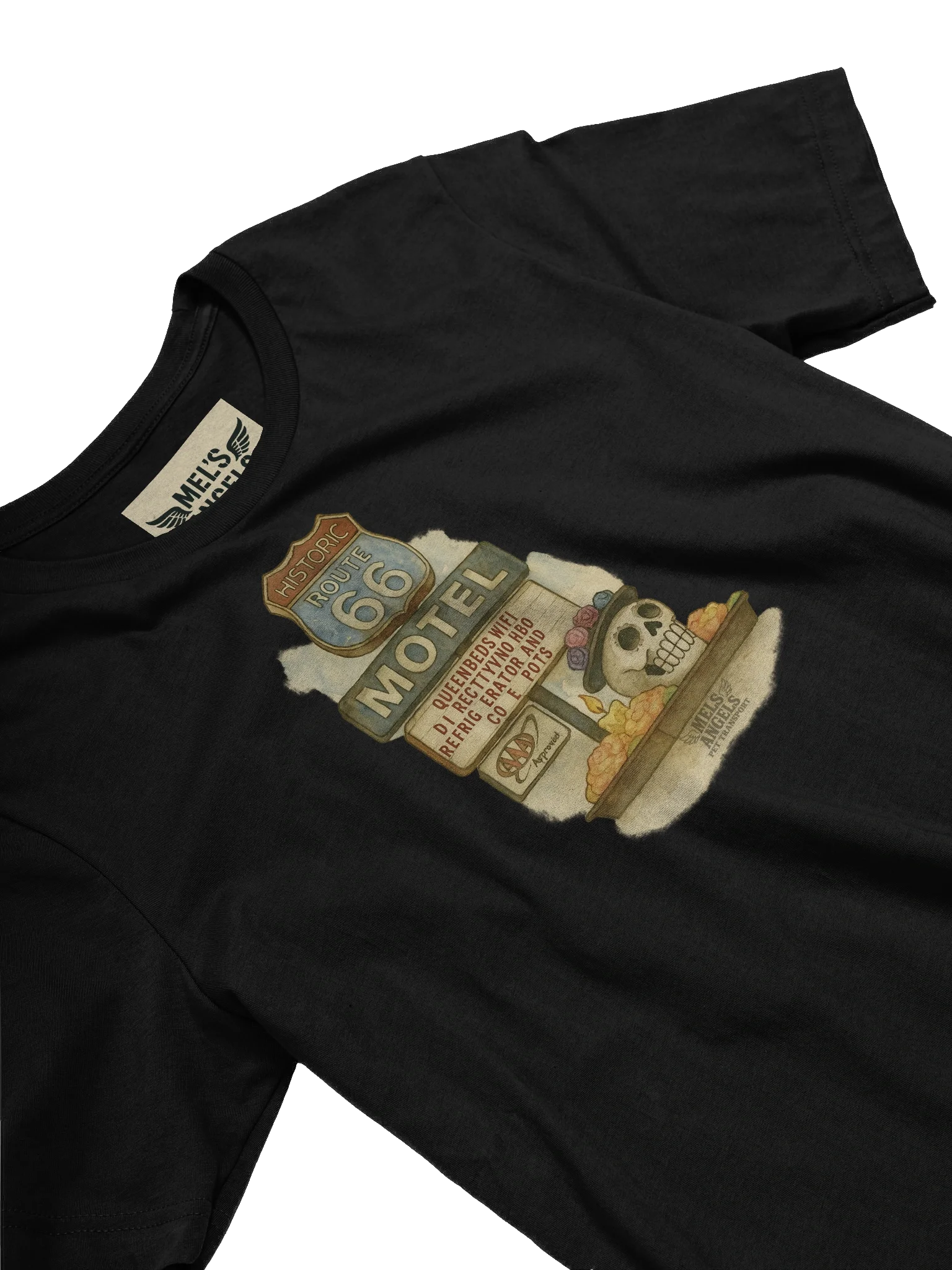 Route 66 Motel Skull T-Shirt – Vintage Día de los Muertos Inspired Graphic Tee | Bella Canvas Unisex product image (7)