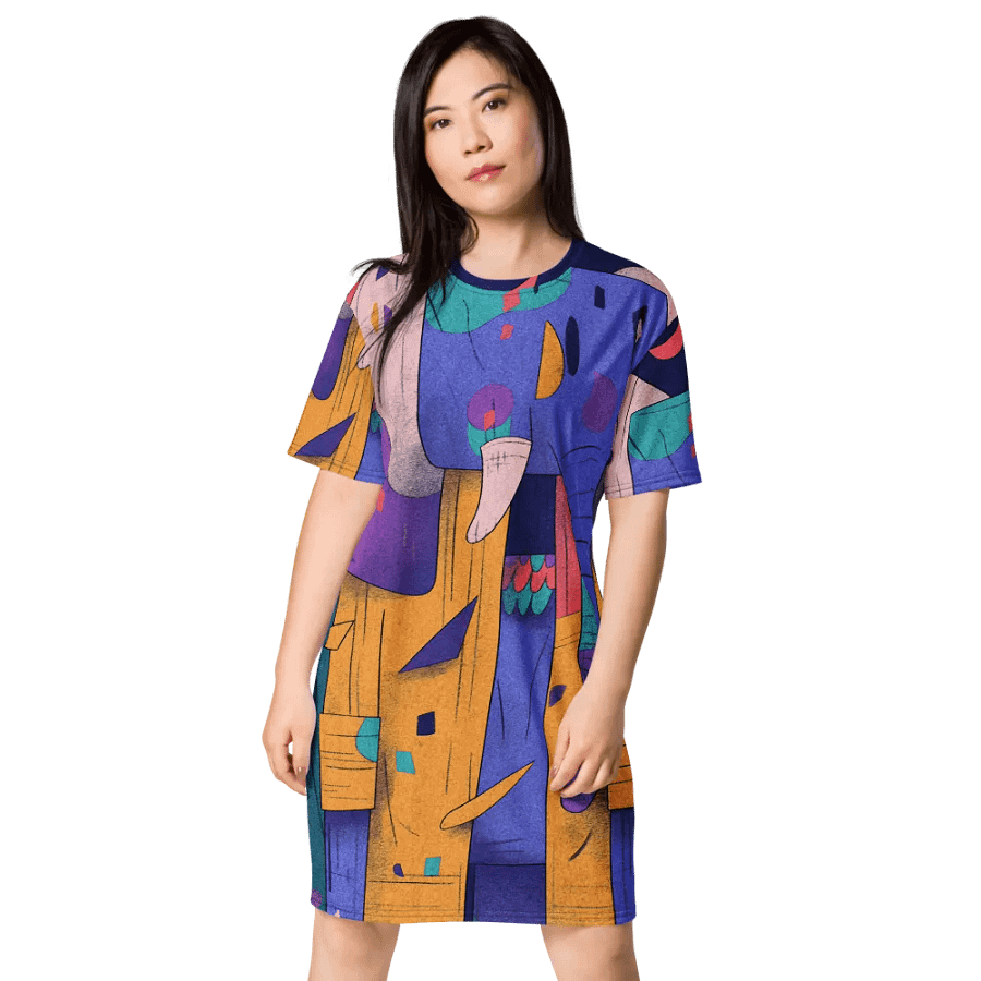 Geometric Elephant Dreams All-Over T-Shirt Dress product image (1)