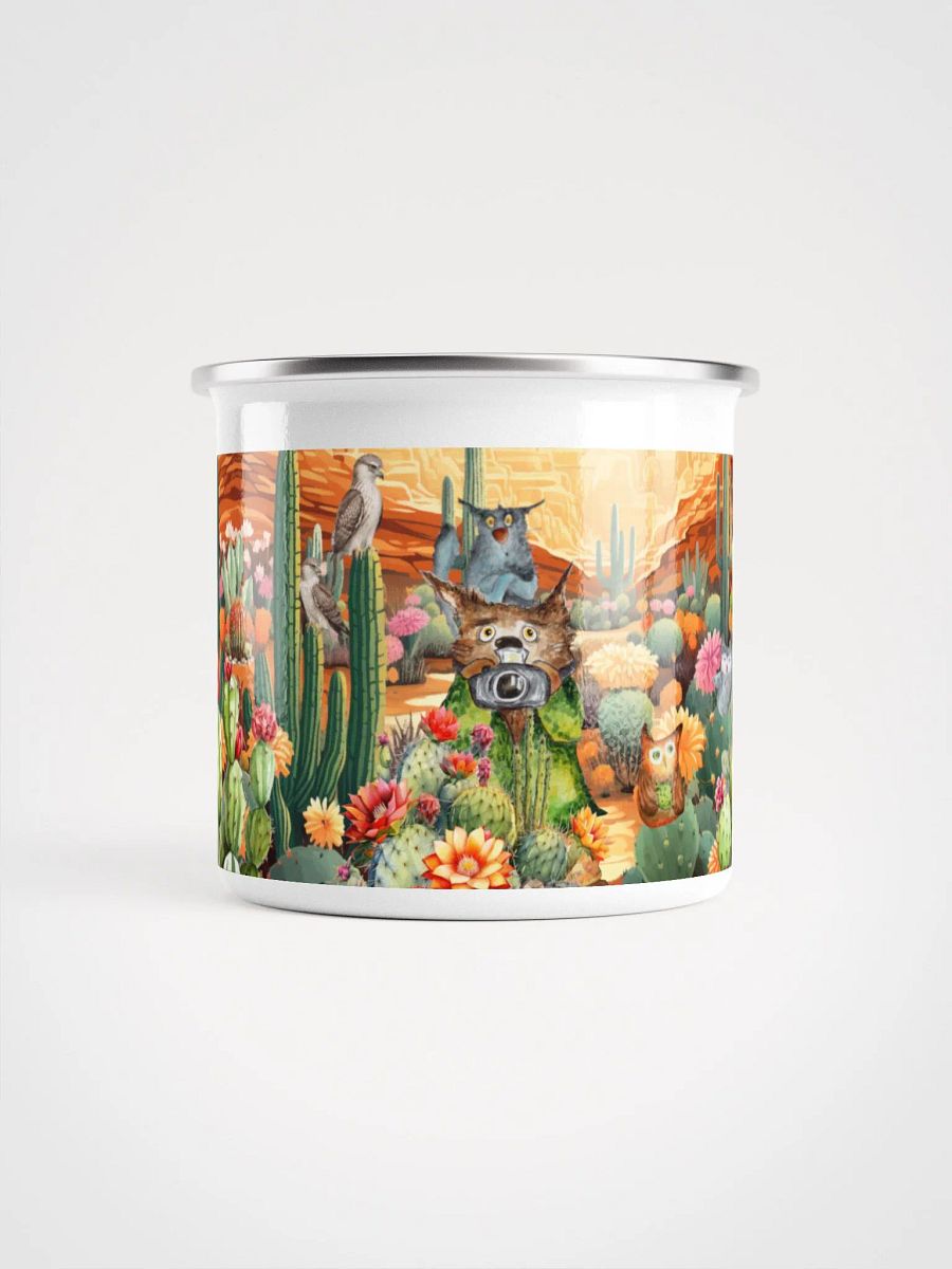 Desert Bloom: A Tale of Resilience Enamel Mug | Durable Outdoor Drinkware product image (1)