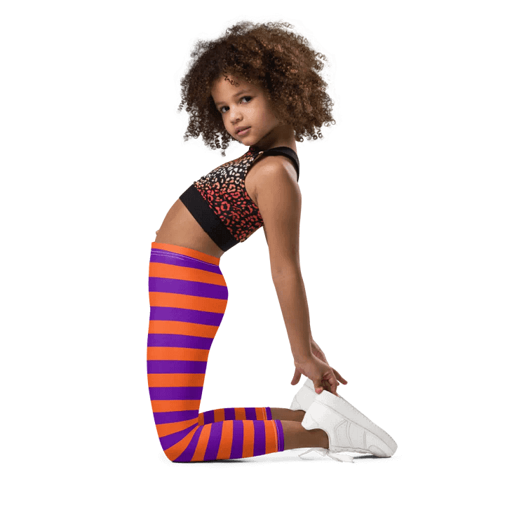 Striped Purple and Orange Kids Leggings product image (2)
