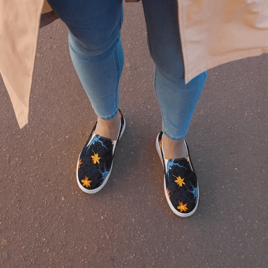 Neon Lightning and Floral Fusion Slip-Ons product image (8)