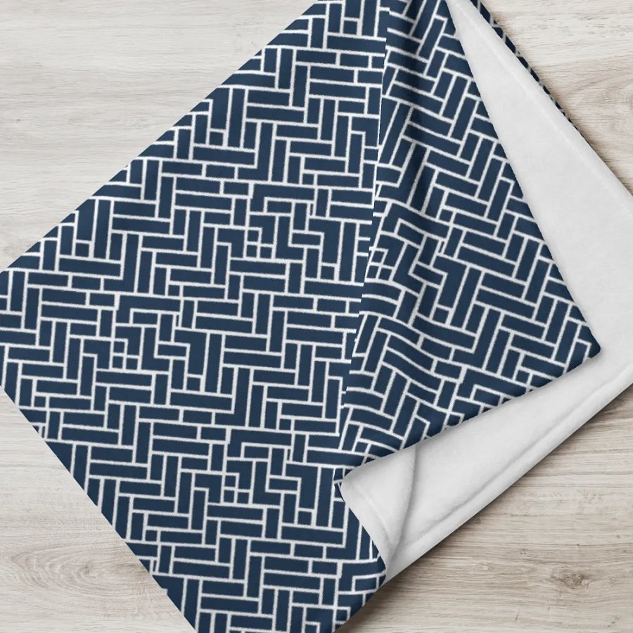 Desert Sand Blue Herringbone Throw Blanket product image (9)