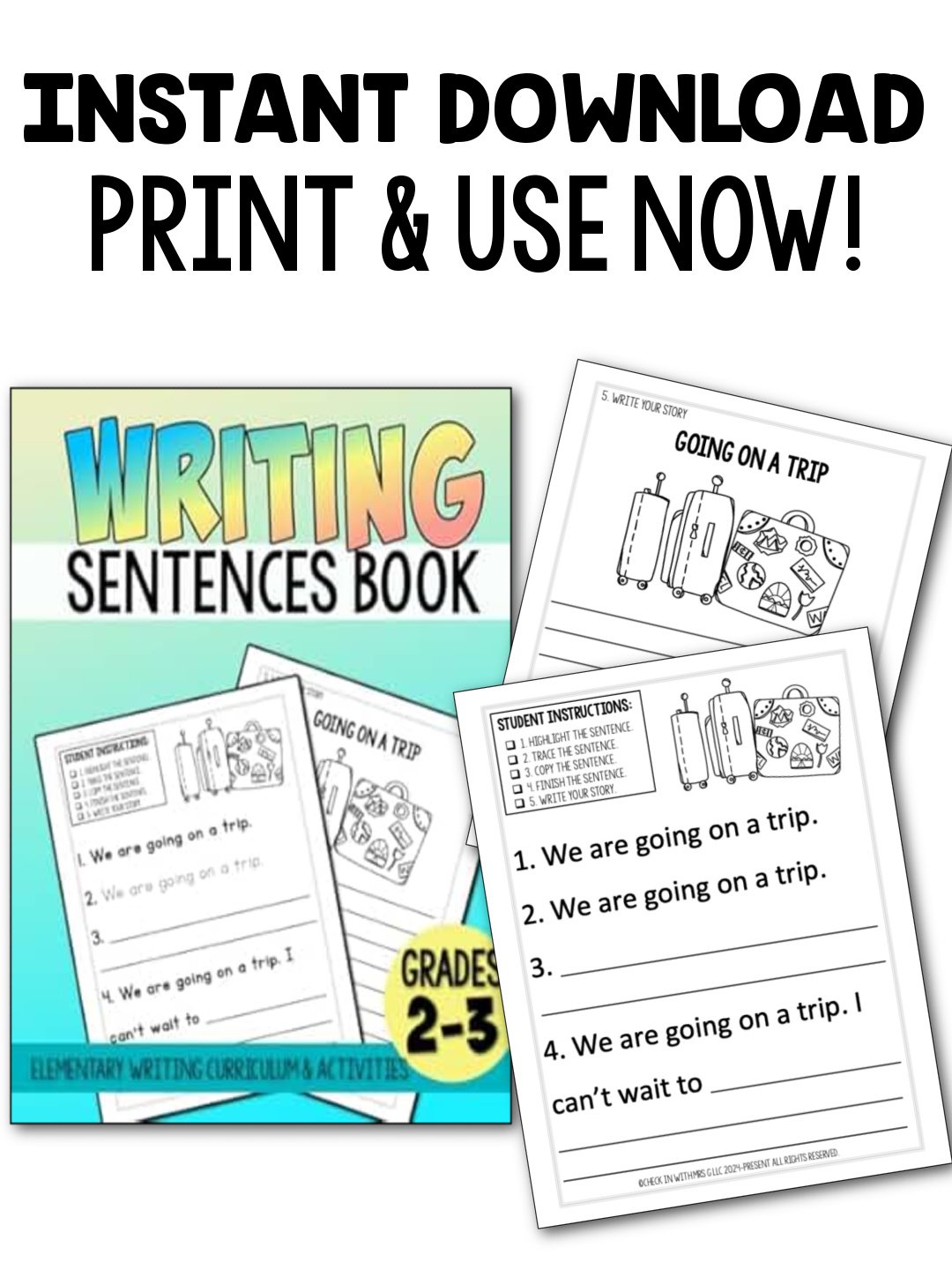 Writing Sentences Workbook Grades 2&3- Instant Download product image (3)