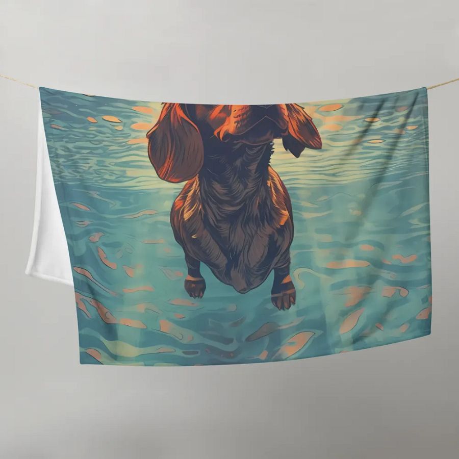 Dachshund Weiner Swimming Throw Blanket product image (3)