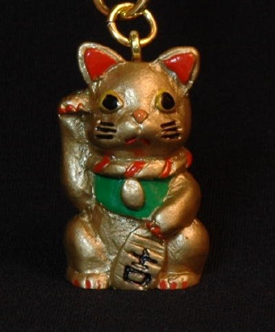 Maneki Neko Luck Cat Keychain - Gold Color Japan Charm product image (3)