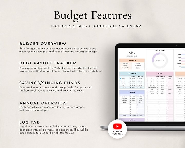 Simple Budget + Planner Spreadsheet for Google Sheets product image (2)
