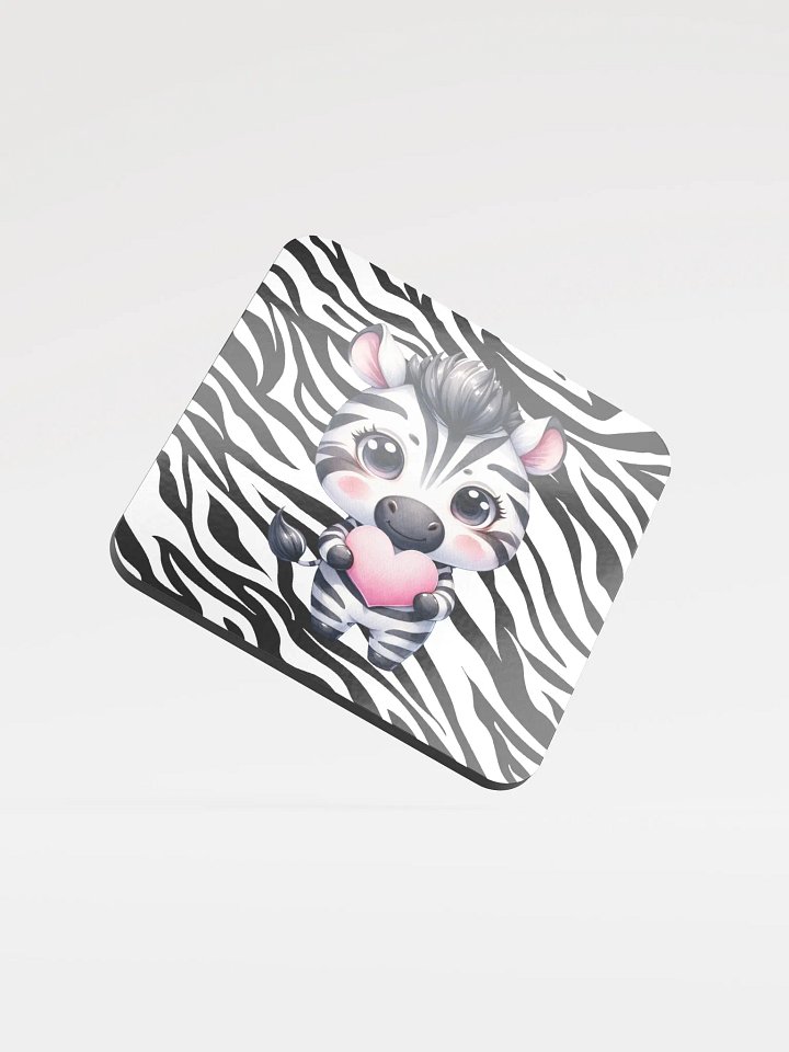 Zebra holding a heart coaster. Ehlers-Danlos awareness. product image (2)