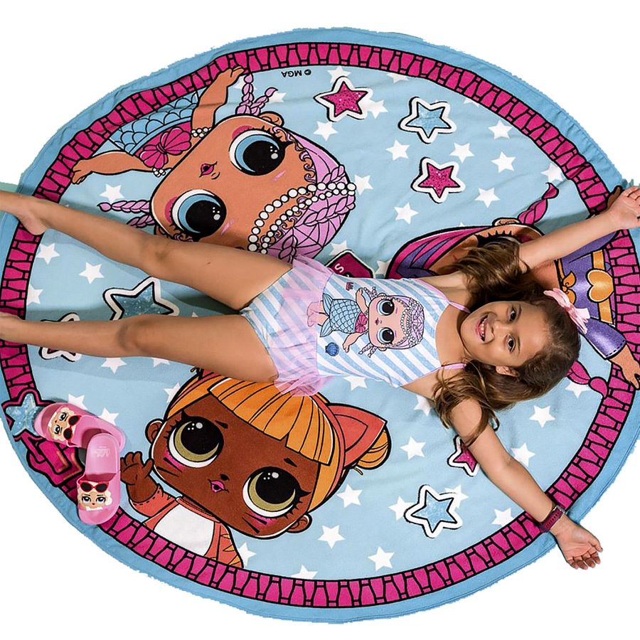 Girls Round Beach Towel, Soft Kids Swim Towel, Summer Pool & Picnic Blanket, Cute Toddler Beach Accessory and Gift, Fun Outdoor Play Mat product image (1)