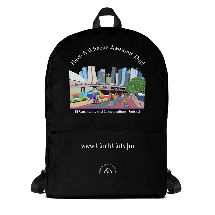 Curb Cuts and Conversations (Queen's Quay, Toronto Design): Backpack with Laptop Pocket, Black product image (1)