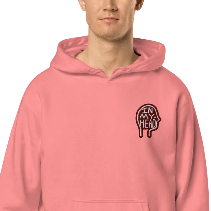 In My Head (L.C. maroon bubble design 2) embroidered pigment hoodie product image (1)