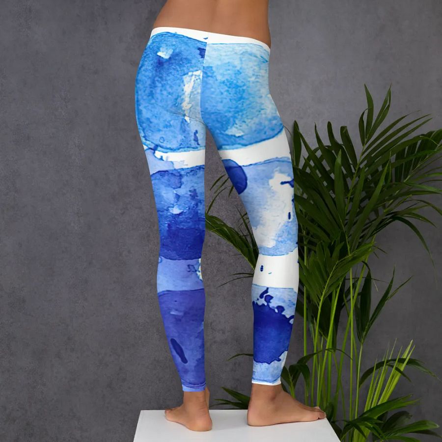 Leggings – Blue Scale Watercolor Print for Artistic & Comfortable Style product image (6)