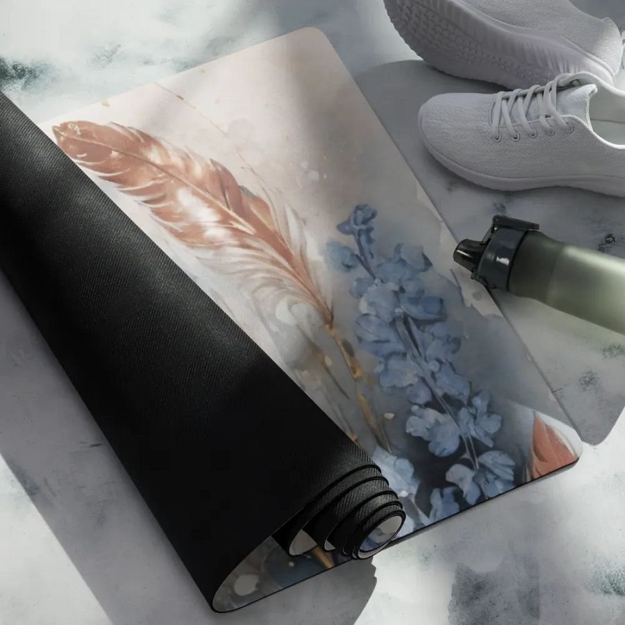 Gold Dust Feather Serenity Yoga Mat product image (4)