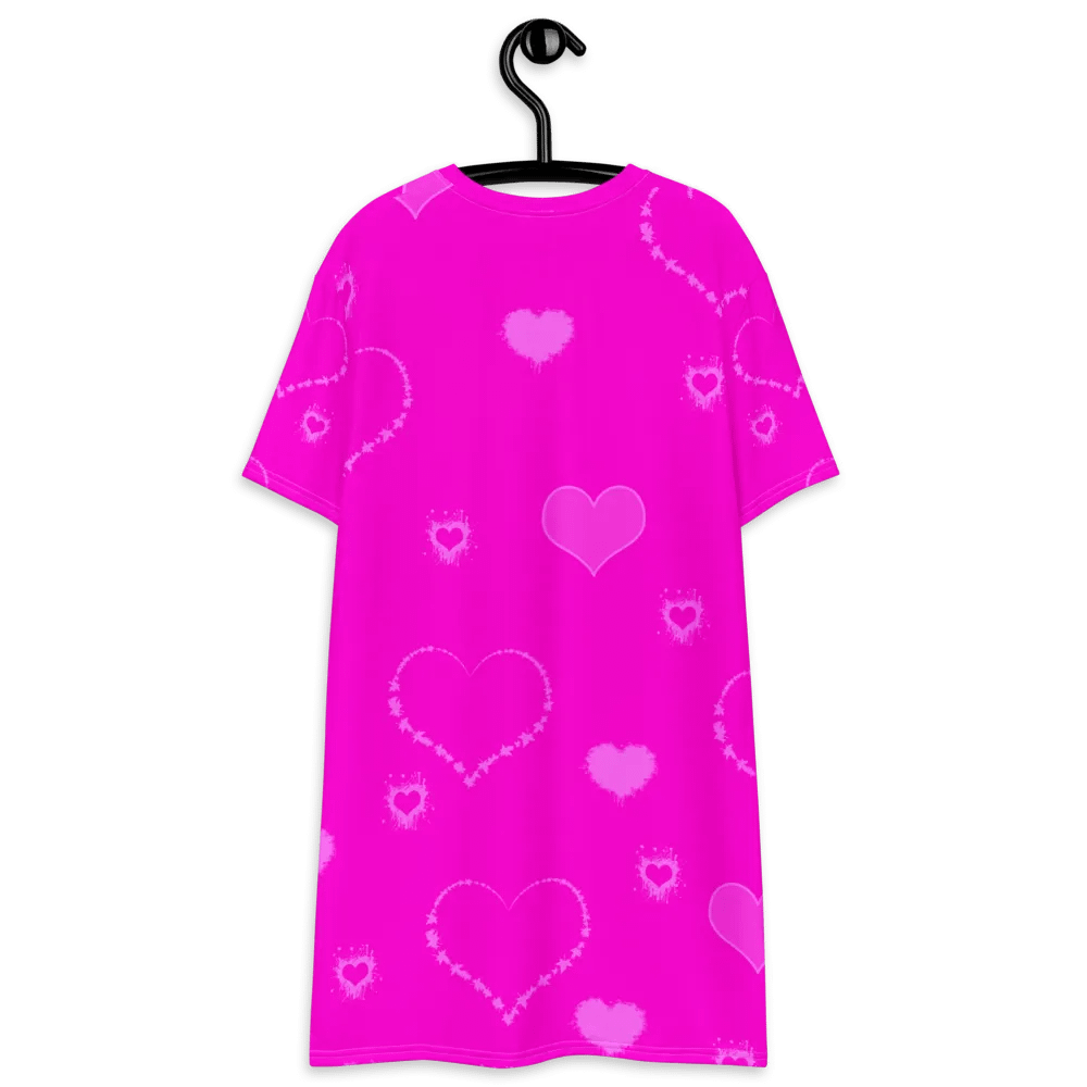 DiesmaHeart Hot Pink Hearts T-Shirt Dress product image (8)