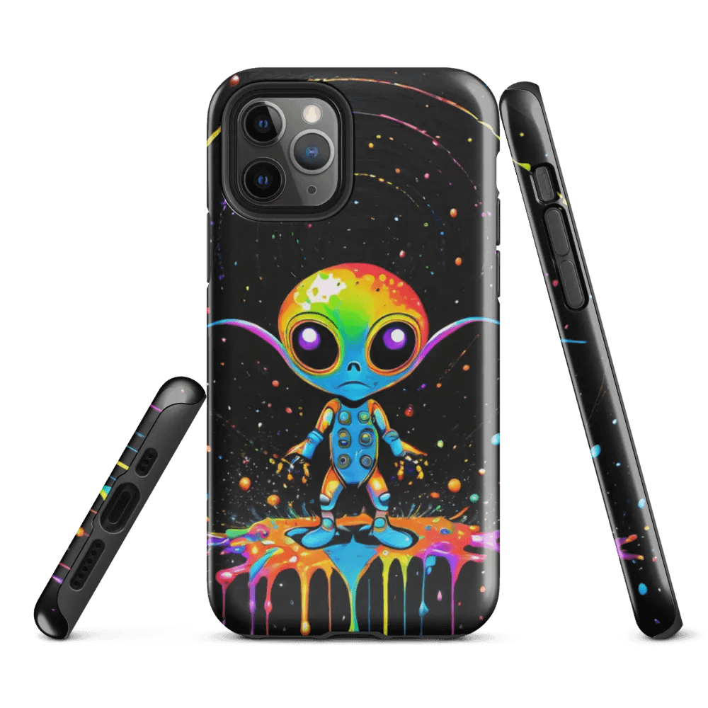 Tough Phone Case for iPhone® - Colorful Paint Splash Alien Dude product image (1)