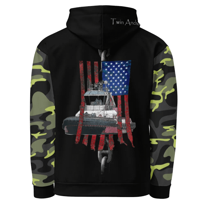 Camouflage & Black Chain Athena Tug & CE Flage Hoodie product image (1)