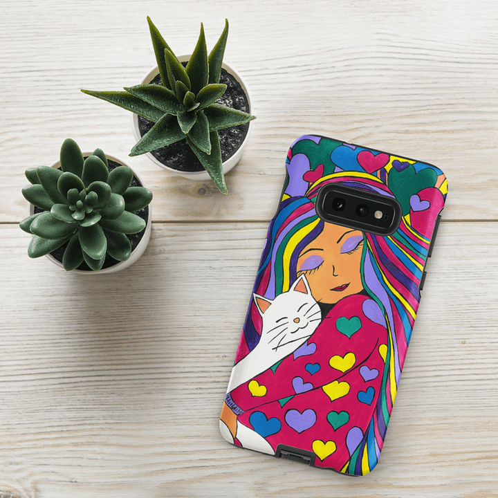 Girl with the white cat (art by Dina R.) acrylic painting picture - Tough Case for Samsung product image (1)