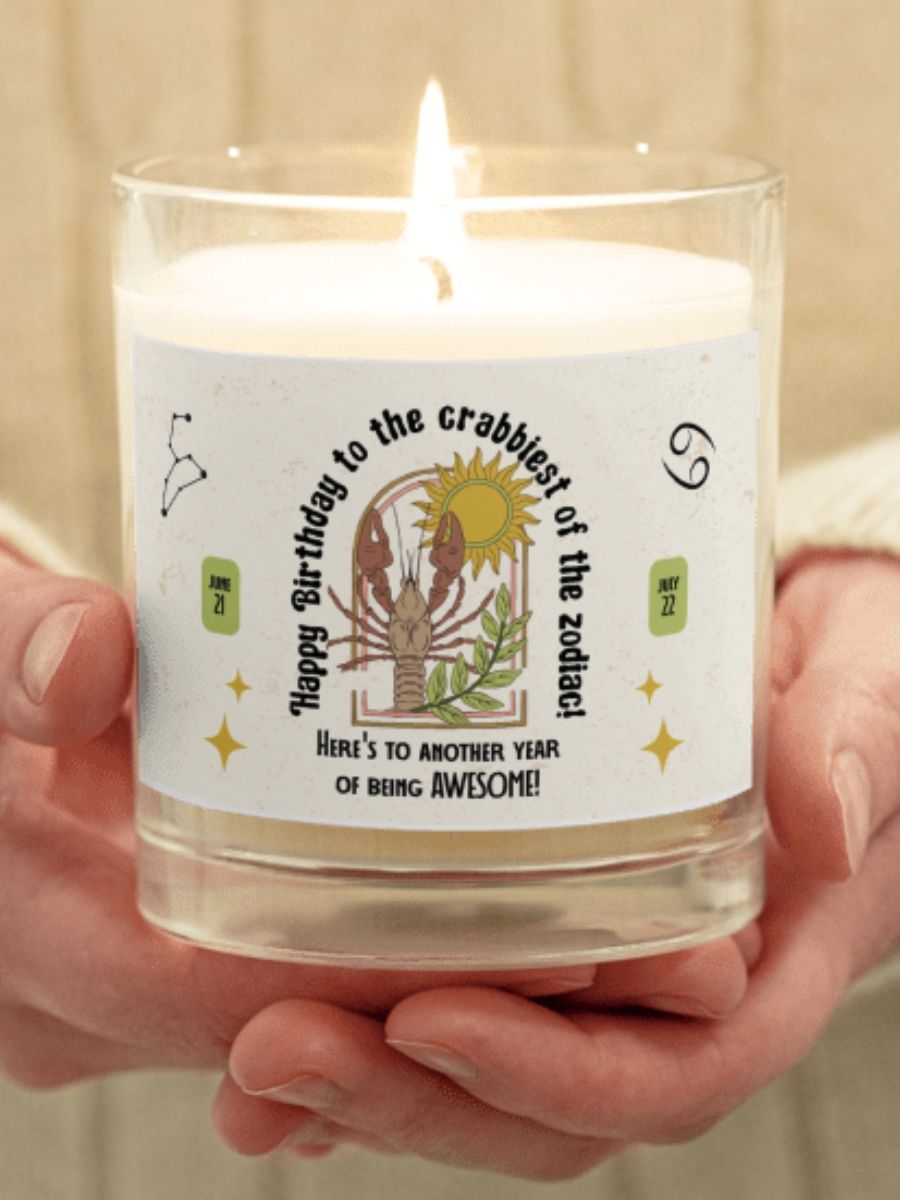 Zodiac Cancer Birthdate Candle Retro Design, Birth Month Birthday Gift product image (1)