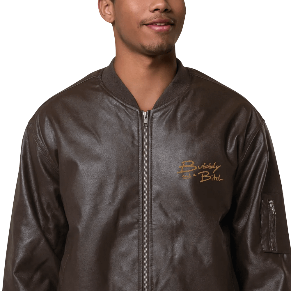 Bubbly and a B monochrome brown faux leather jacket product image (1)