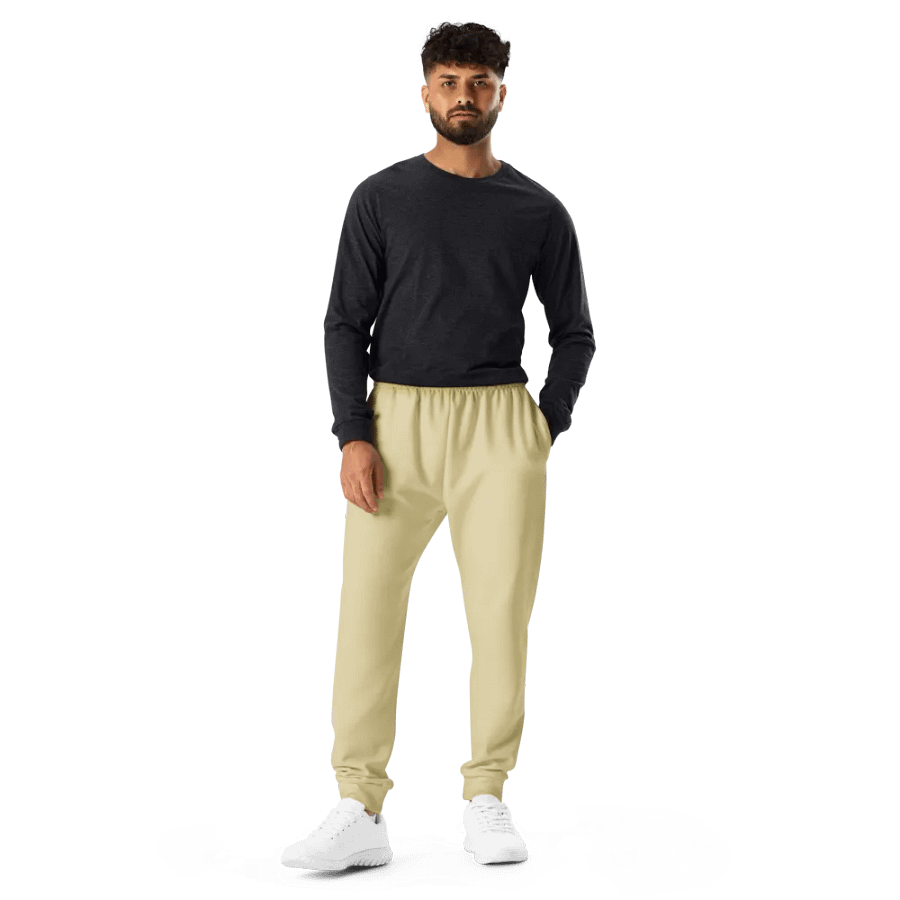 Plain Light Yellow Soft Summer Recycled Polyester Premium Men's Joggers by Treasure Pie product image (11)