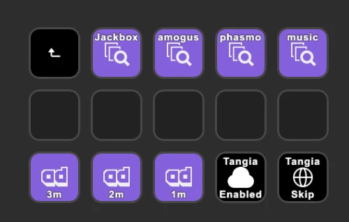 Jackbox, amogus, phasmo, music. Ad 3m, 2m, 1m, tangia enabled, tangia skip.
