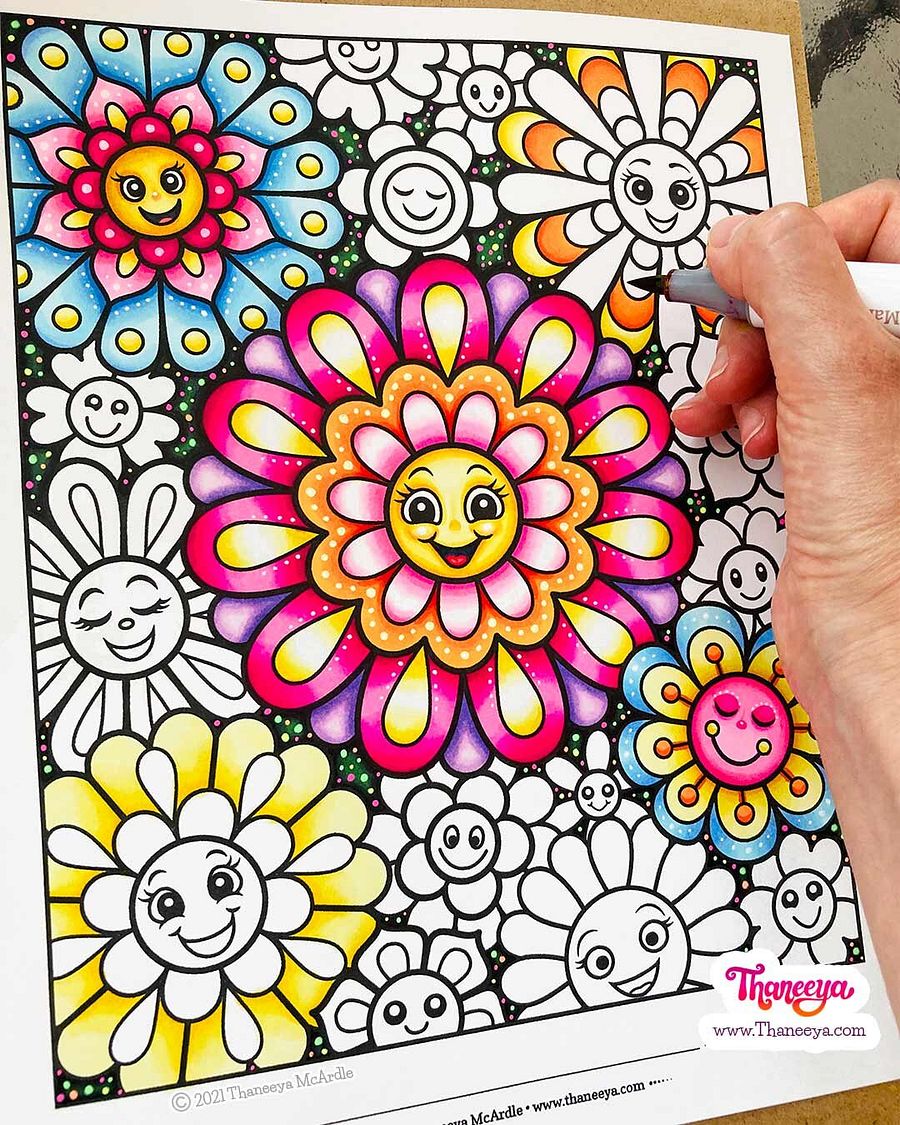 Happy Flowers Coloring Pages product image (12)