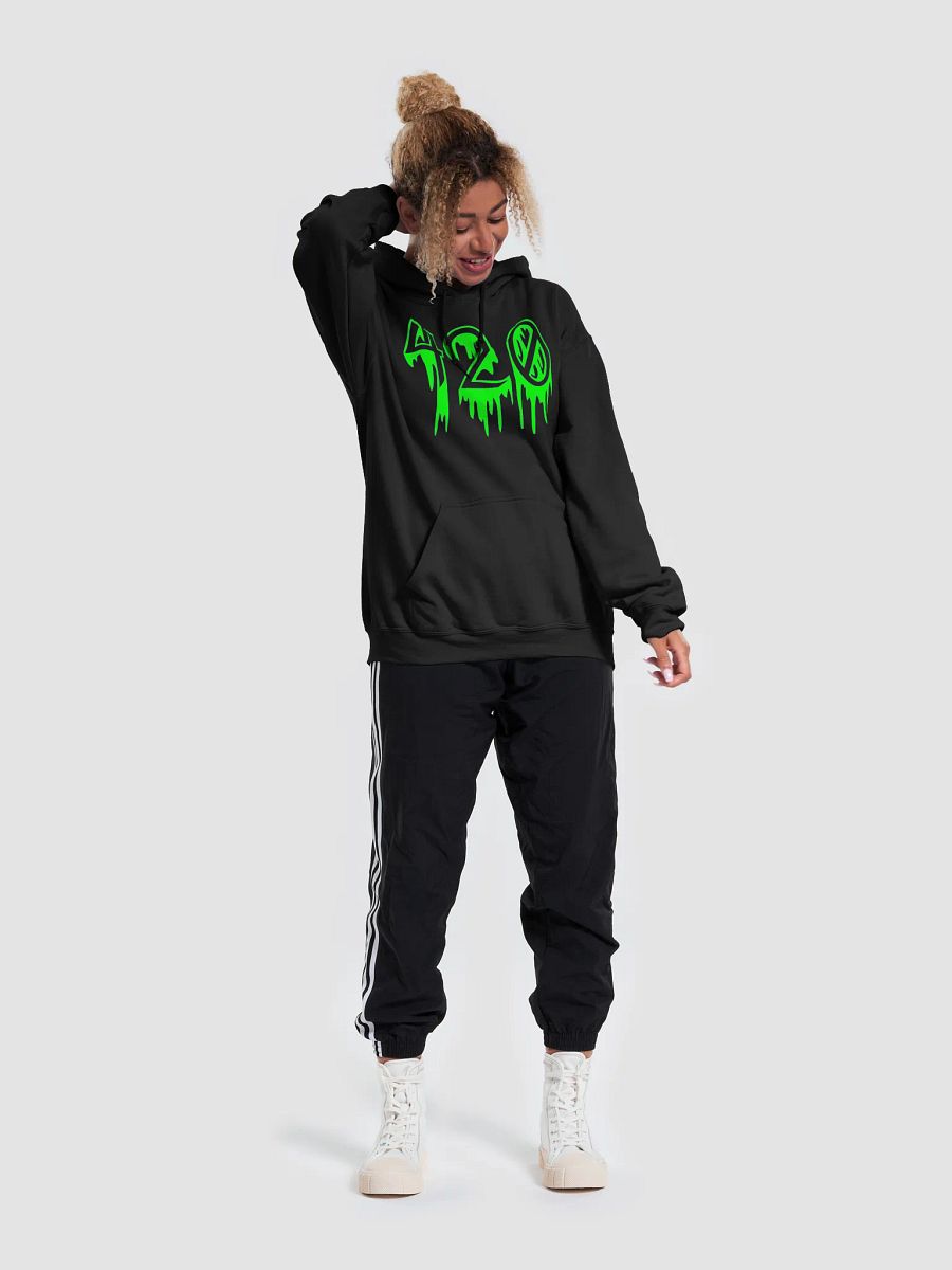 Dripping Green Happy 420 Horror Black Hoodie, Creepy Cannabis Stoner Clothing product image (5)