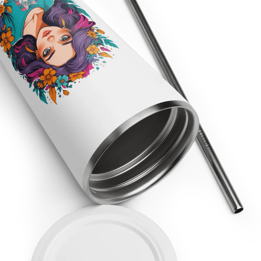 Bloomcore Flower Girl 20 oz Tumbler Cup - White - Insulated Tumbler with a Straw - v2 product image (9)