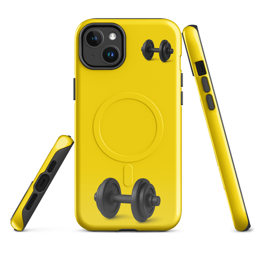 Vibrant Yellow Black Double Dumbbell iPhone® Case product image (1)