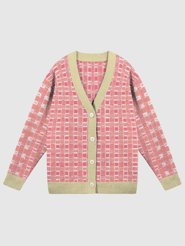 Pastel Grid Cardigan – Coral & Cream product image (1)