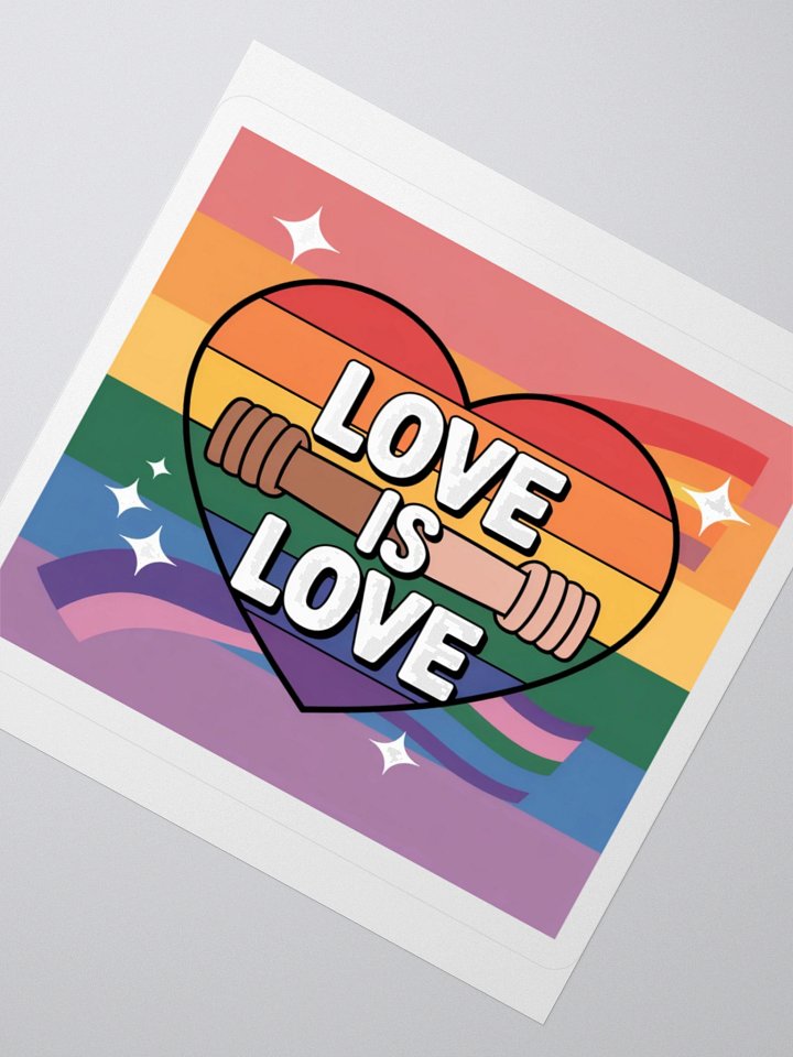 Exclusive 'Love is Love' Rainbow Heart Sticker with Interlocked Hands product image (4)