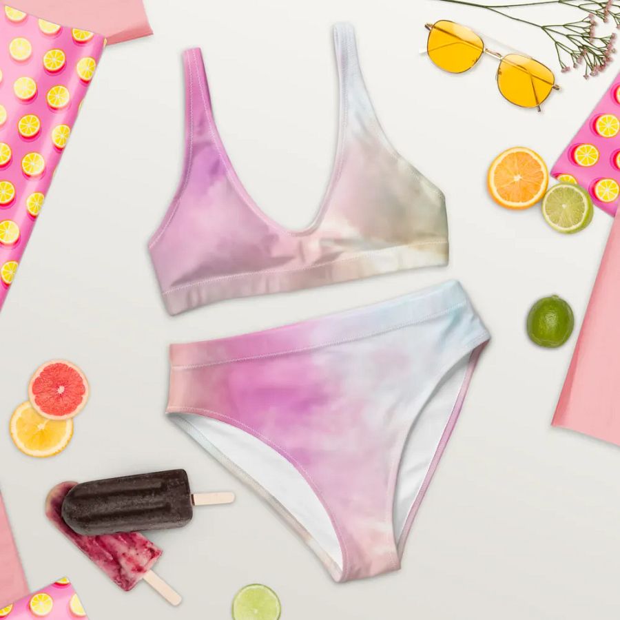 Blur cloud rainbow Design High Waisted Bikini - V4 product image (9)