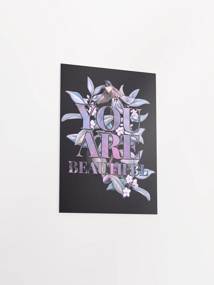 You are Beautiful - Piwakawaka and Ngaio Wall Print on Black product image (1)