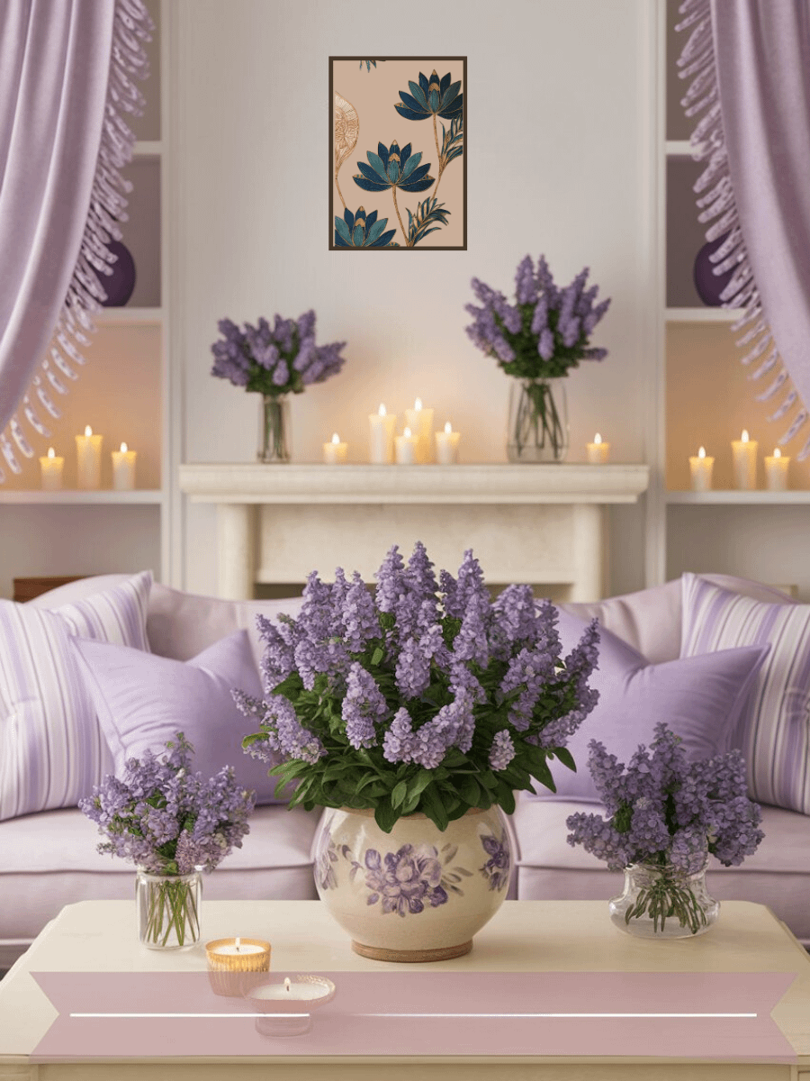 Lotus Serenity – Framed Floral Wall Art in Deep Blue and Gold product image (2)