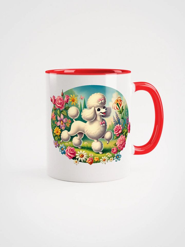 Happy Poodle in Flower Garden Colorful Ceramic Mug product image (57)