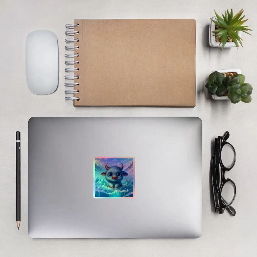 Whimsical Winter Yak Holographic Sticker Set product image (13)