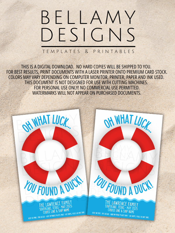 Editable Cruise Ship Duck Hunting Tags product image (9)