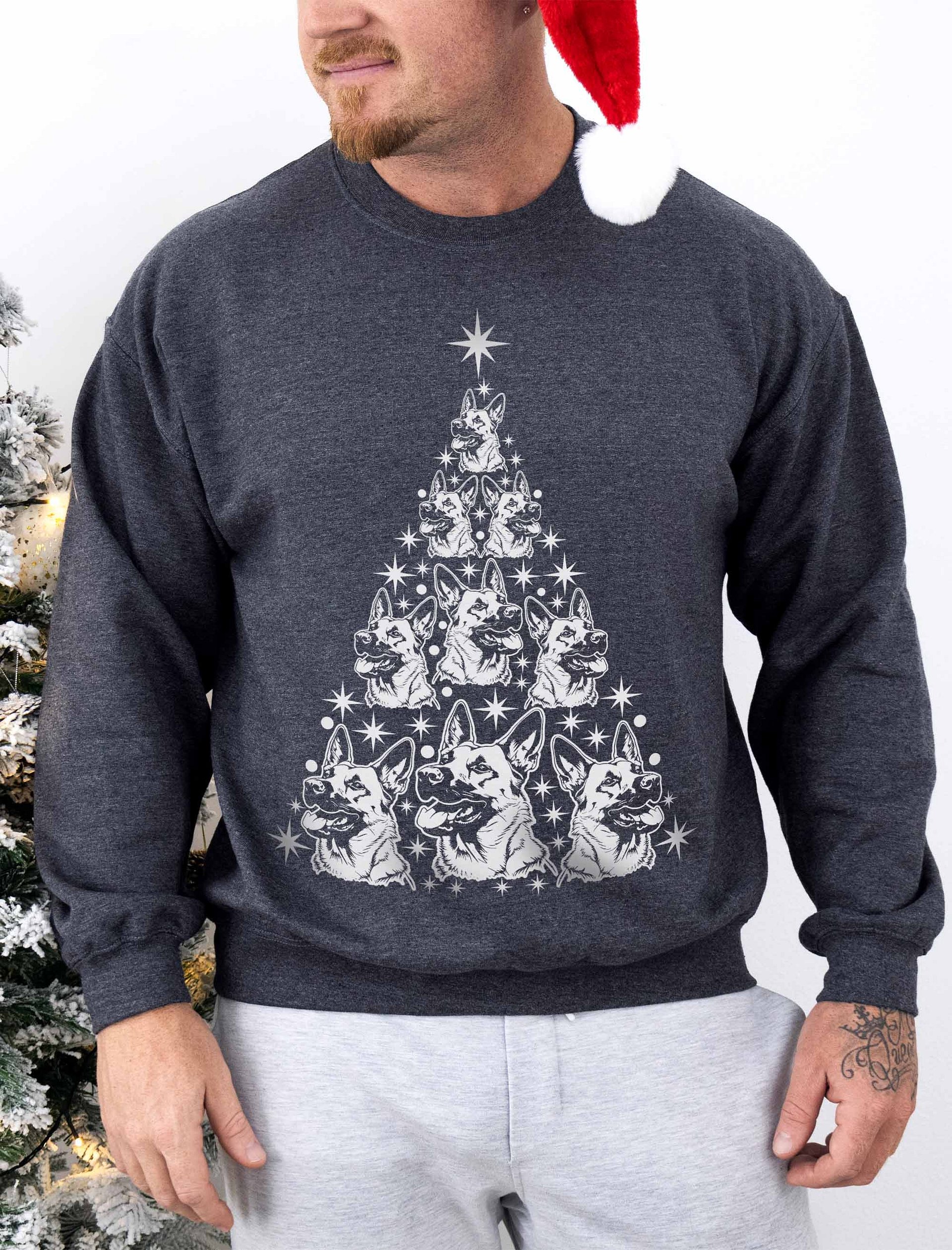 Belgian Malinois(2) Christmas Tree Sweatshirt Design for Belgian Malinois Paw-rents product image (6)