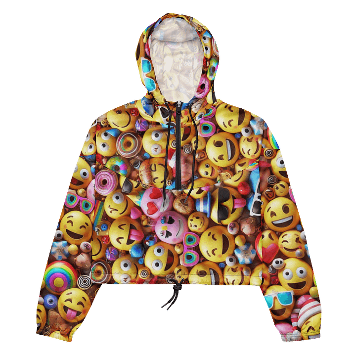 Emoji Explosion All-Over Print Women's Cropped Windbreaker product image (2)