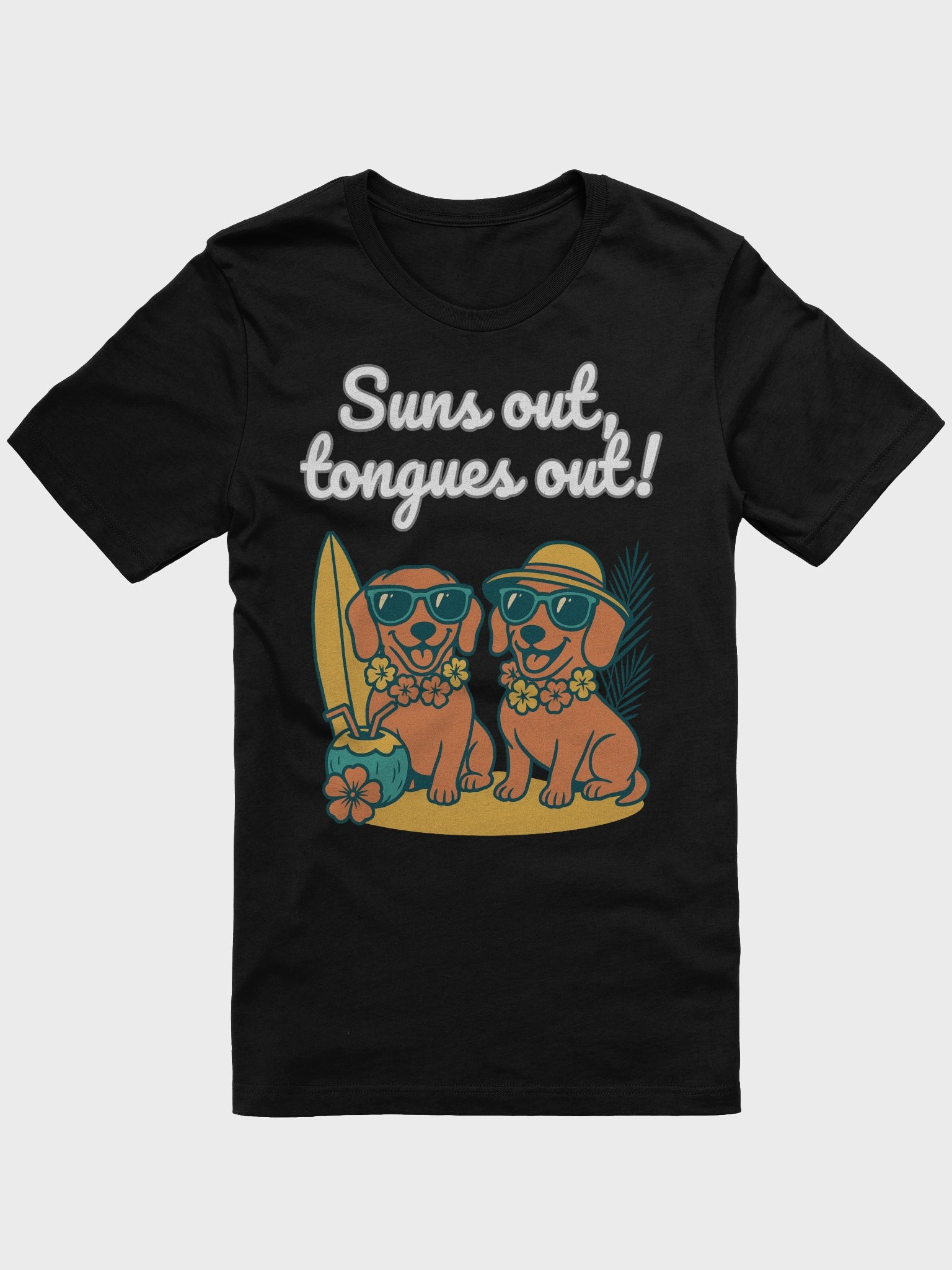 "Suns Out, Tongues Out" Tropical Dachshund Paradise Tee – Island Vibes Edition 🏝️🐾 product image (1)