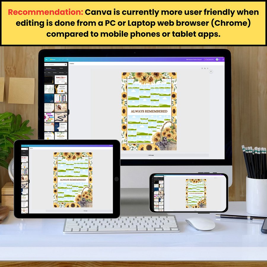 Sunflowers Funeral Photo Collage Sign Set Canva Template product image (5)