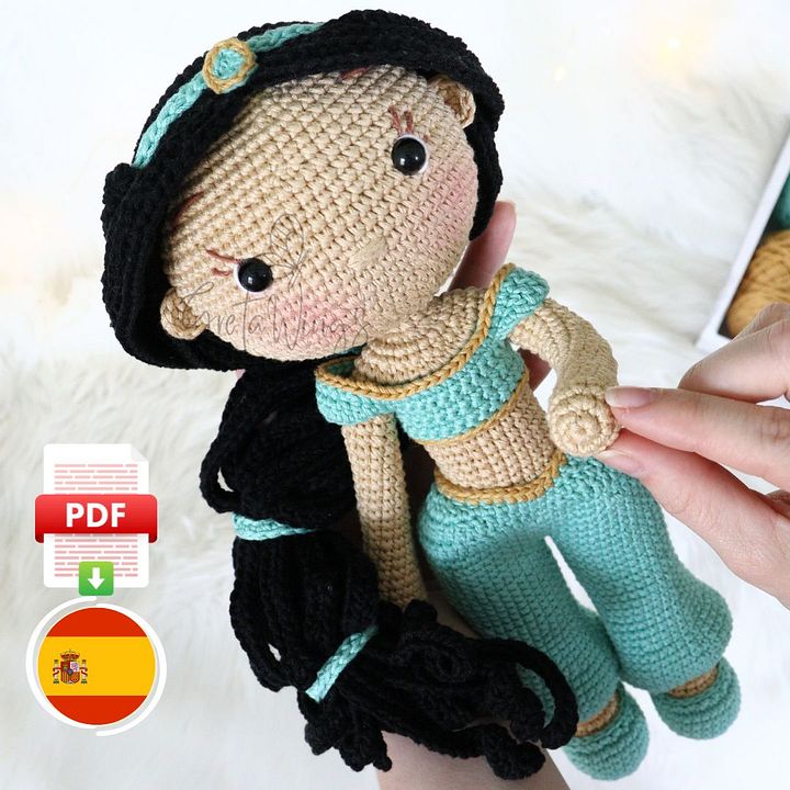 Patrón de Crochet Amigurumi de la Princesa Jazmín (Descarga Digital) product image (1)