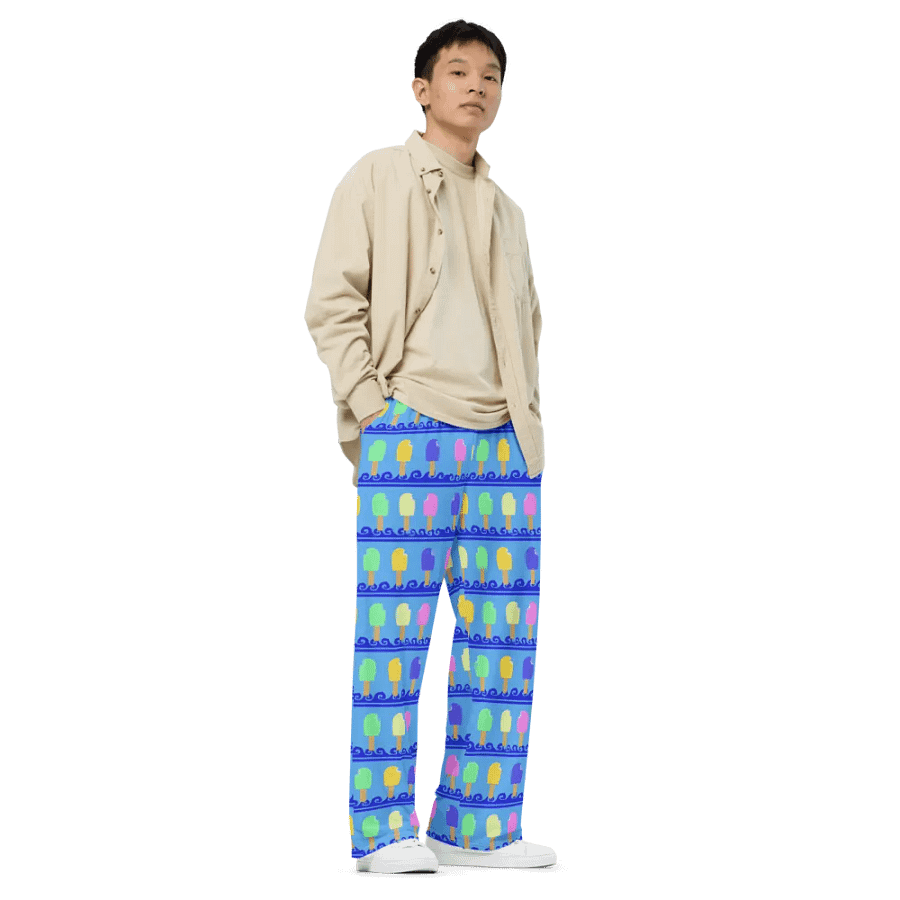 Ice Cream Bars Pattern Wideleg Pants product image (3)
